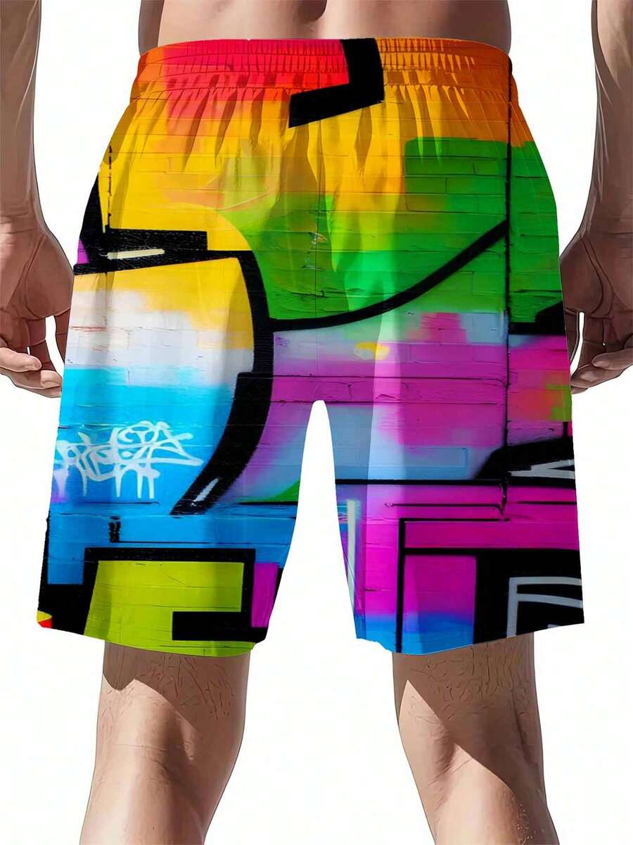 Mens Rainbow Graffiti Print Sw - Swim Trunk Quick Dry review and price