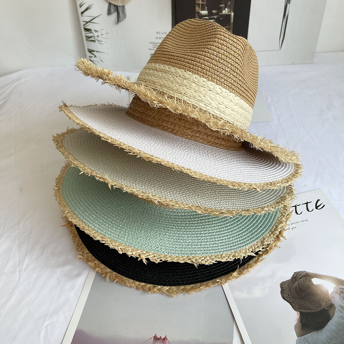 Fringed Brim Panama Hat Wide B - Bucket Hat Straw review and price