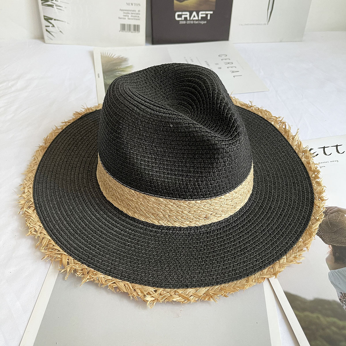 Fringed Brim Panama Hat Wide B - Bucket Hat Straw review and price