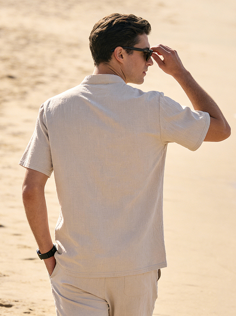Men's Cotton Linen Henley Shir - Linen Shirt Breathable review and price
