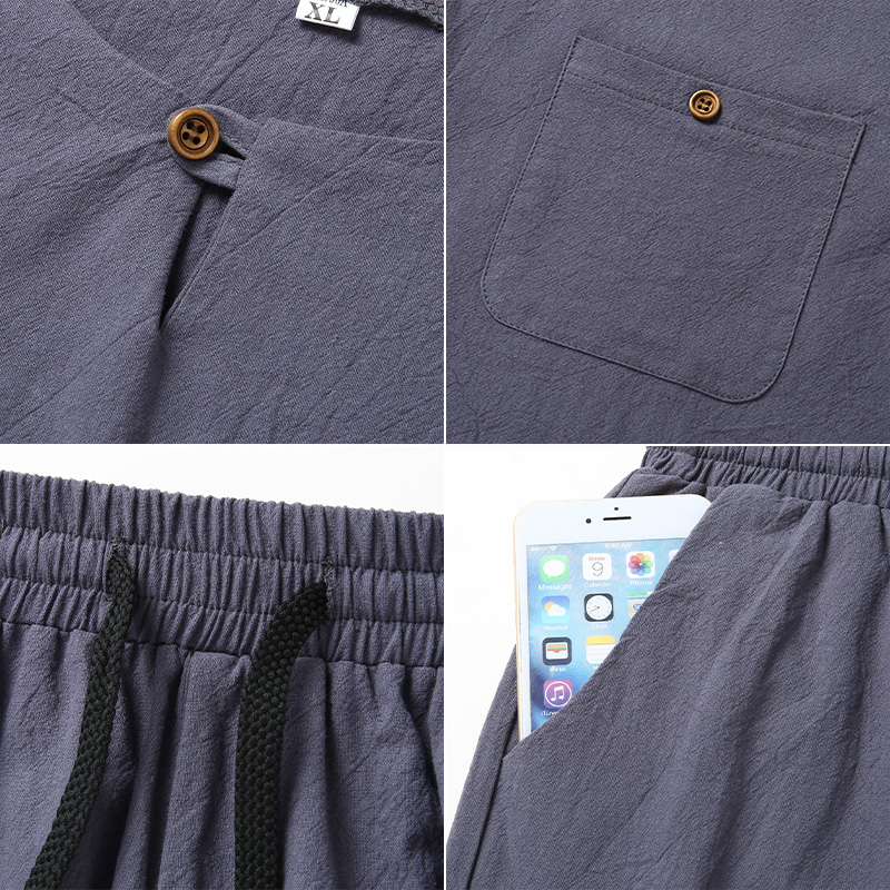 High-quality fashionable men's - Short Linen Drawstring review and price