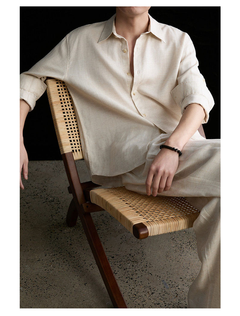 High-end Natural Linen Men's S - Linen Shirt Breathable review and price