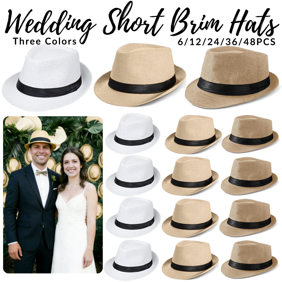 6-48PACK Wedding Straw Fedora  - Bucket Hat Straw review and price