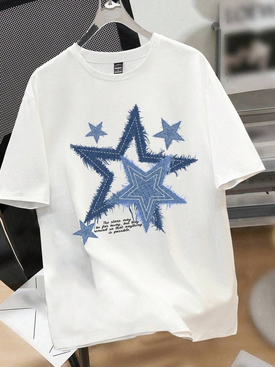 Men's White Loose Fit Graphic  - Tee Graphic Print review and price