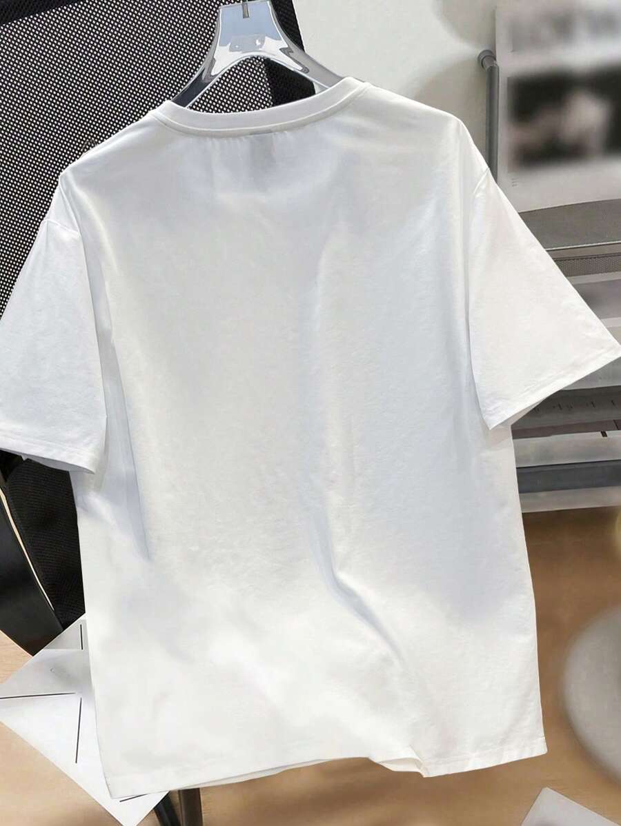 Men's White Loose Fit Graphic  - Tee Graphic Print review and price