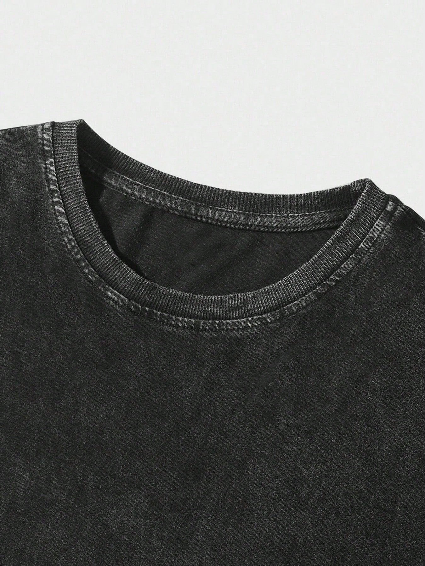 Black Washed Graphic Tee with  - Tee Graphic Print review and price