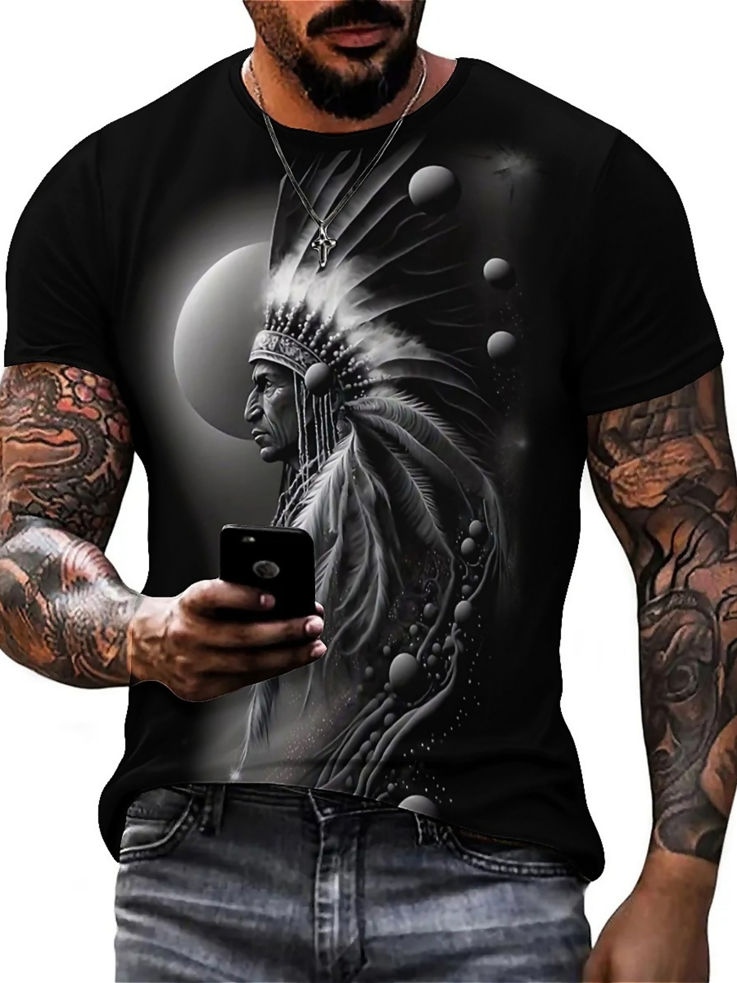 Men's 3D Printed Tribal Chieft - Tee Graphic Print review and price