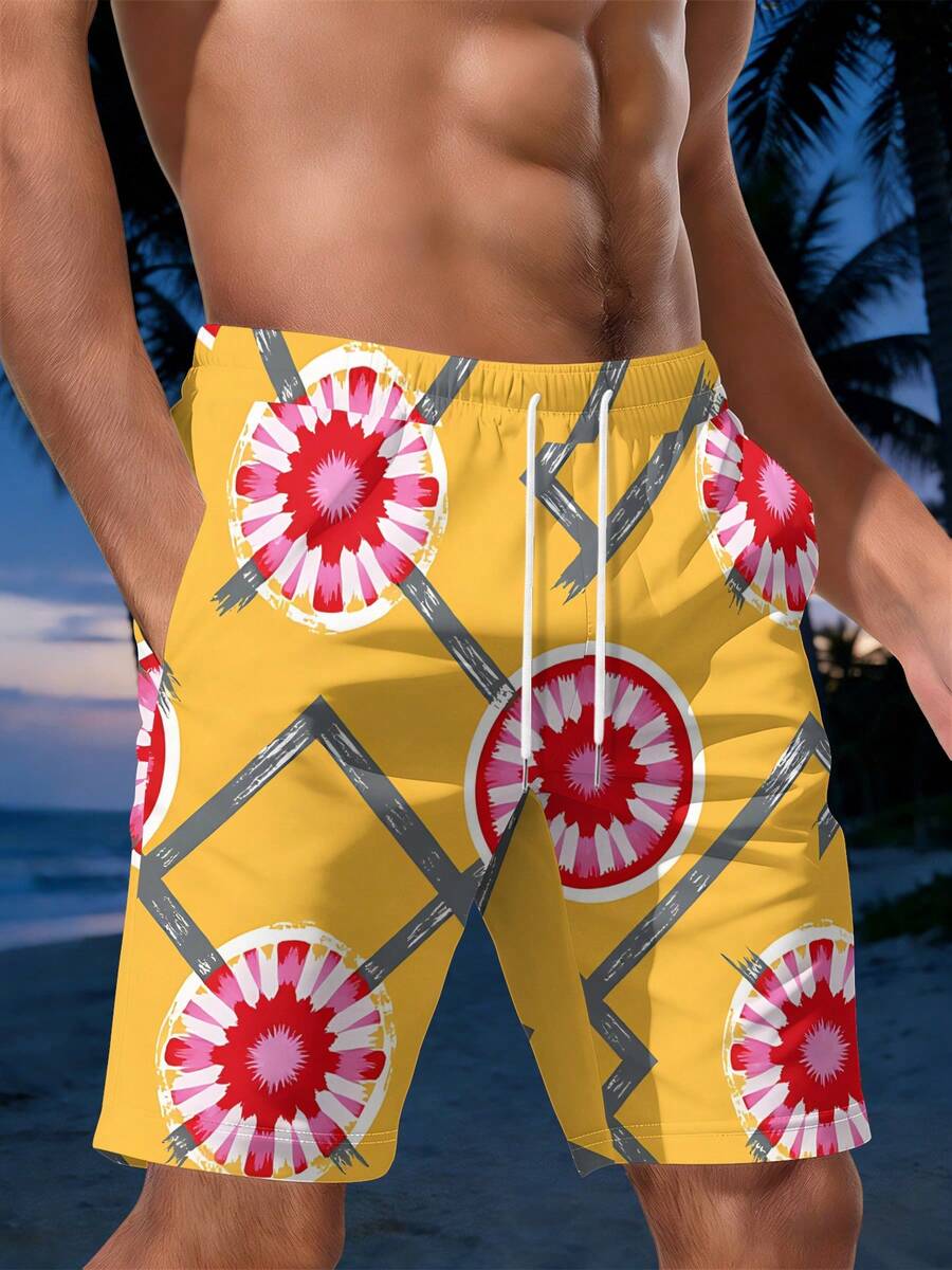 Mens Geometric Floral Print Be - Swim Trunk Quick Dry review and price