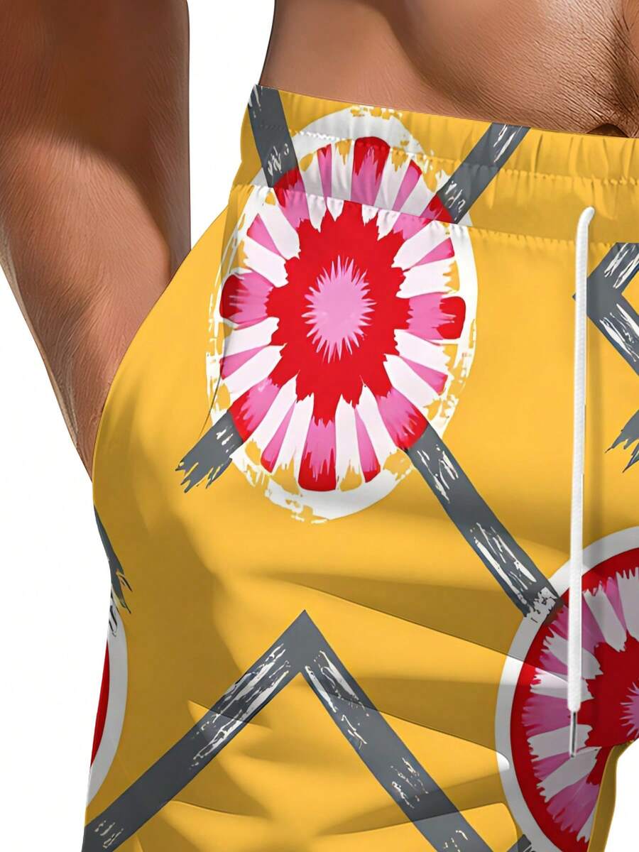 Mens Geometric Floral Print Be - Swim Trunk Quick Dry review and price