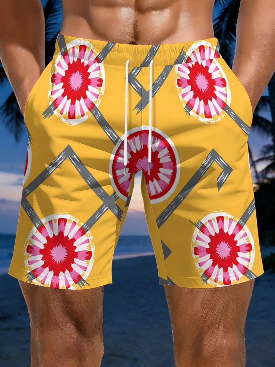Mens Geometric Floral Print Be - Swim Trunk Quick Dry review and price