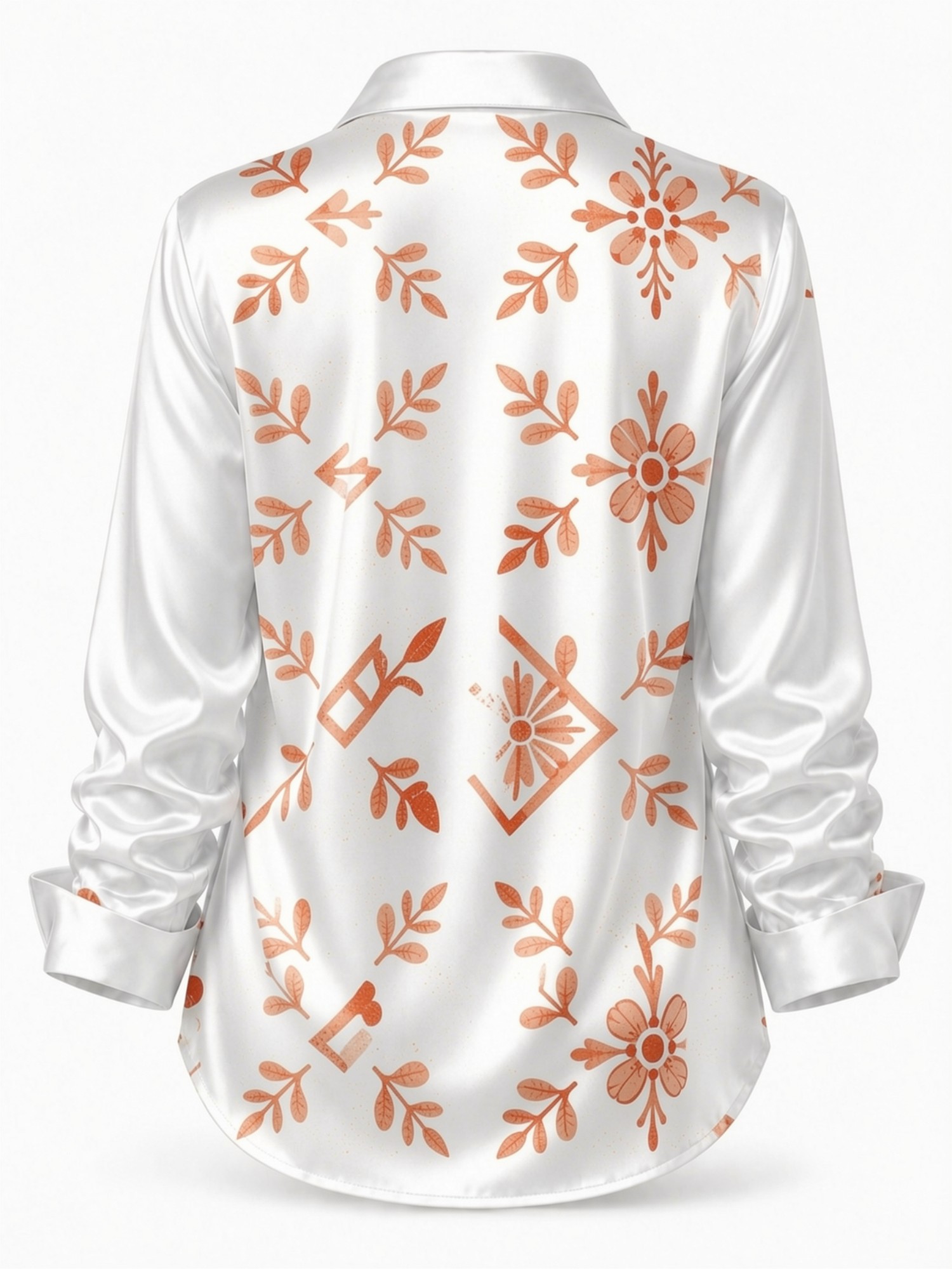 Cream Orange Floral Satin Blou - Resort Shirt Floral review and price