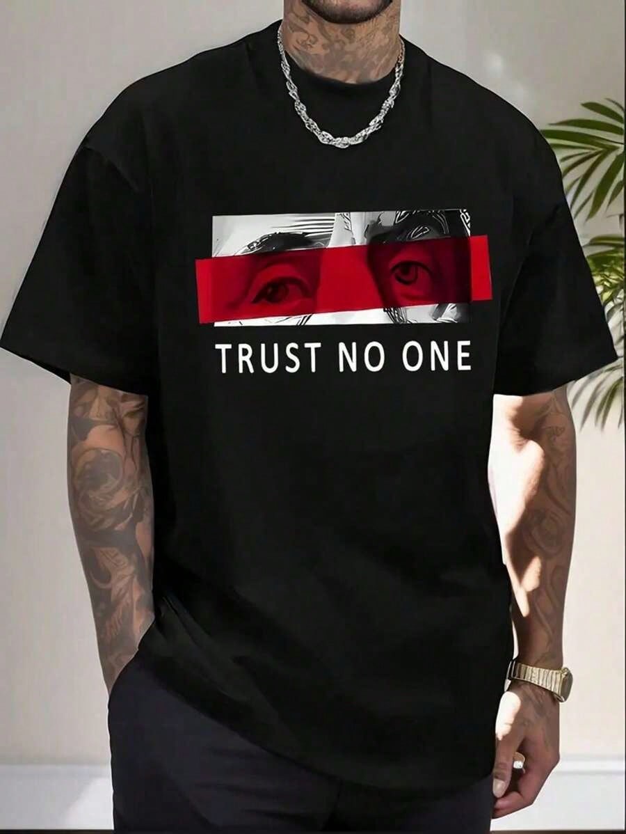 Black Cotton Graphic Tee with  - Tee Graphic Print review and price