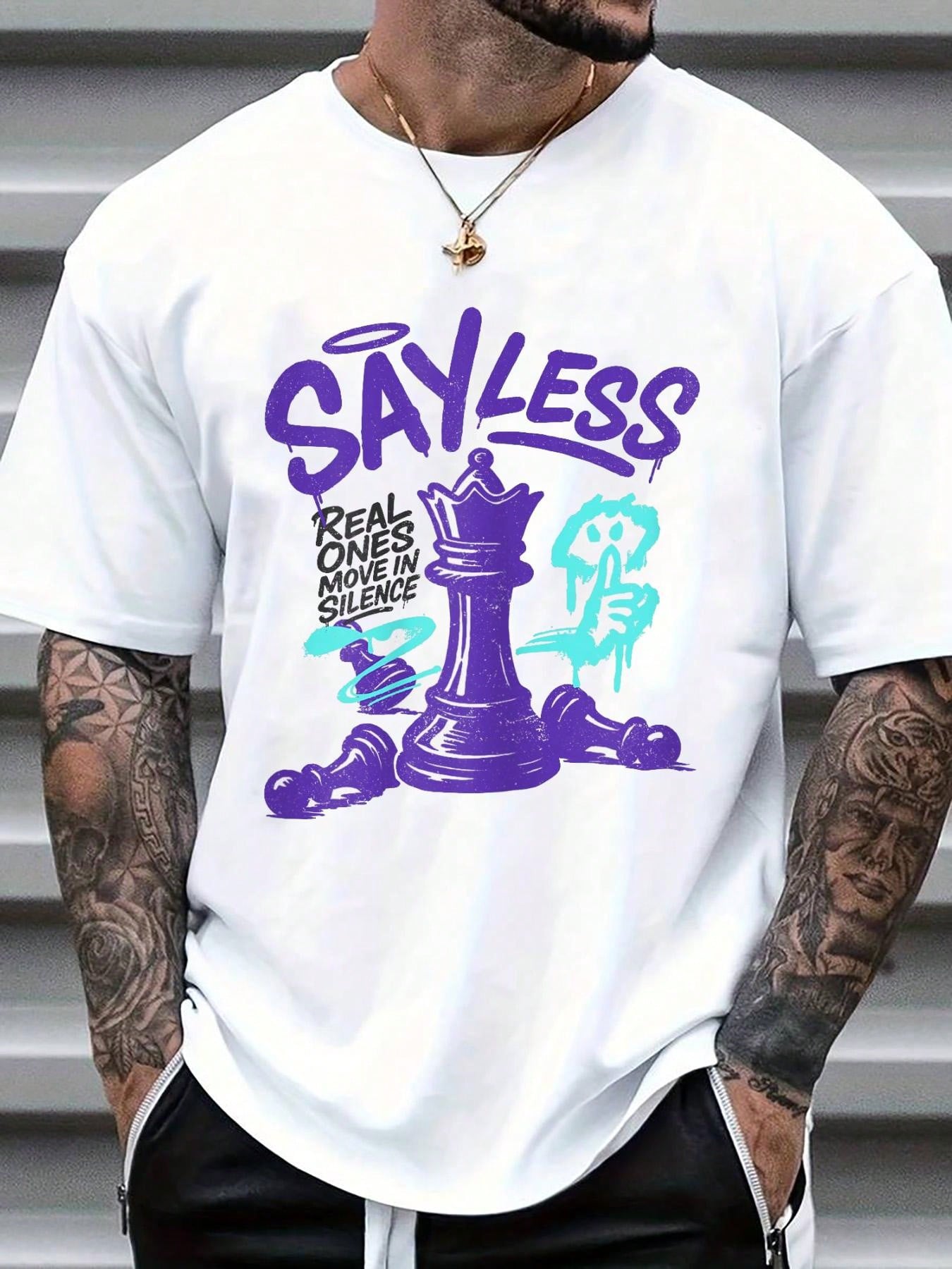 Men's White Cotton Graphic Tee - Tee Graphic Print review and price