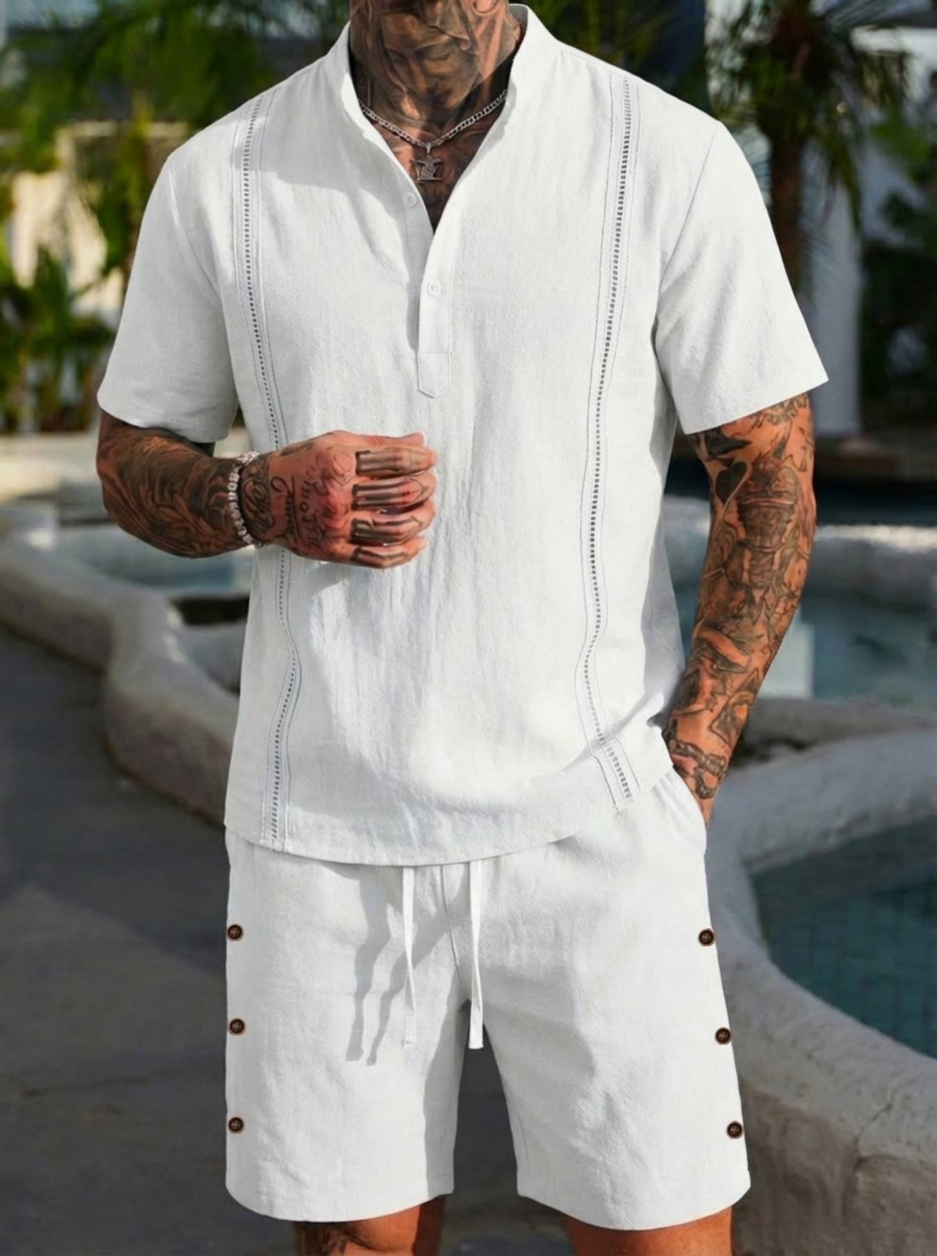 2026 men's summer beach casual - Short Linen Drawstring review and price