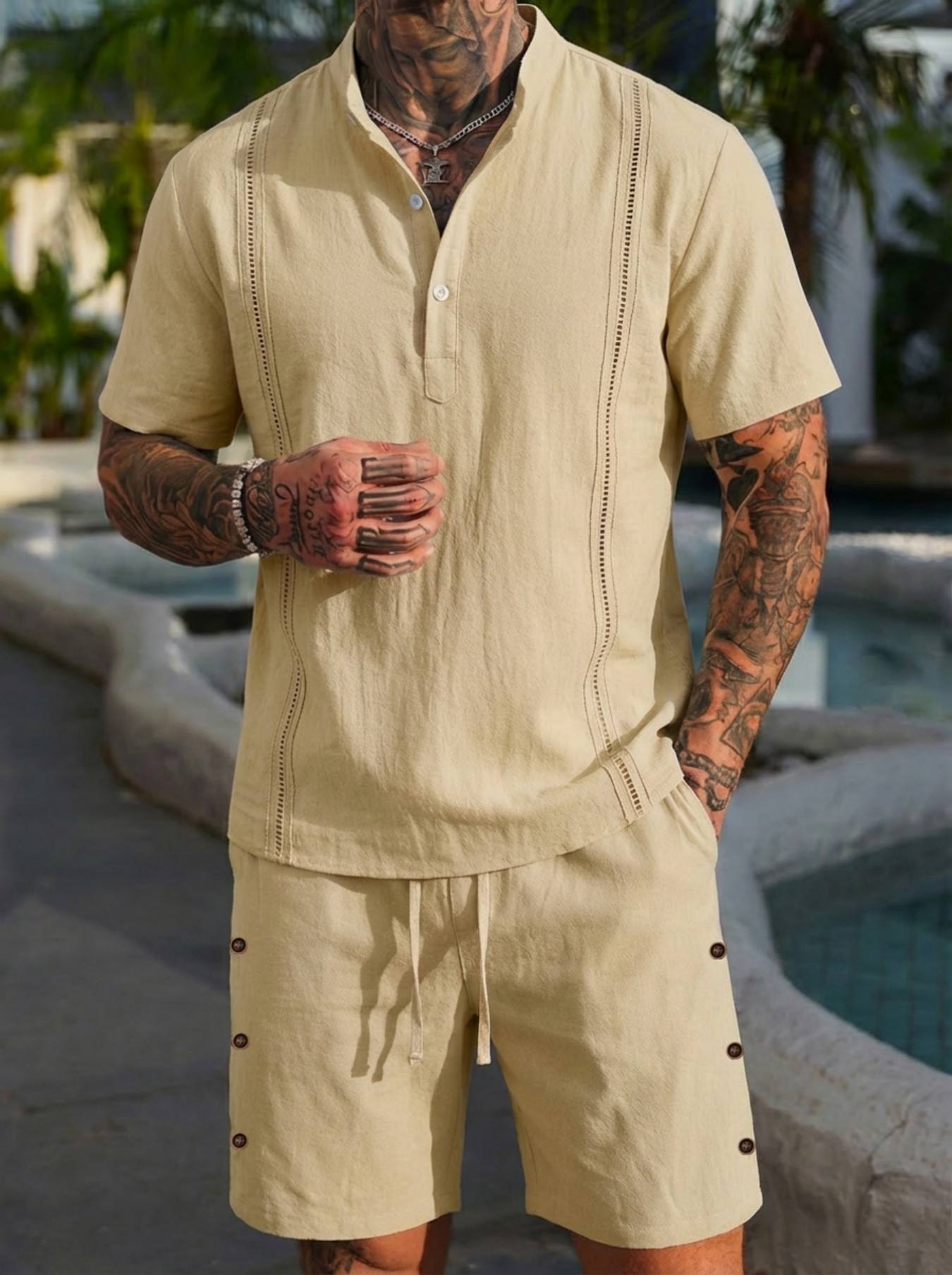 2026 men's summer beach casual - Short Linen Drawstring review and price
