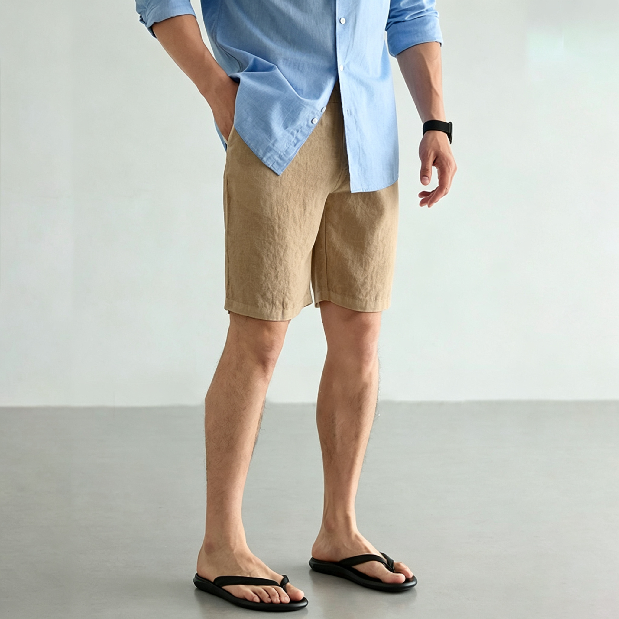Men's Linen Cotton Shorts Summ - Short Linen Drawstring review and price