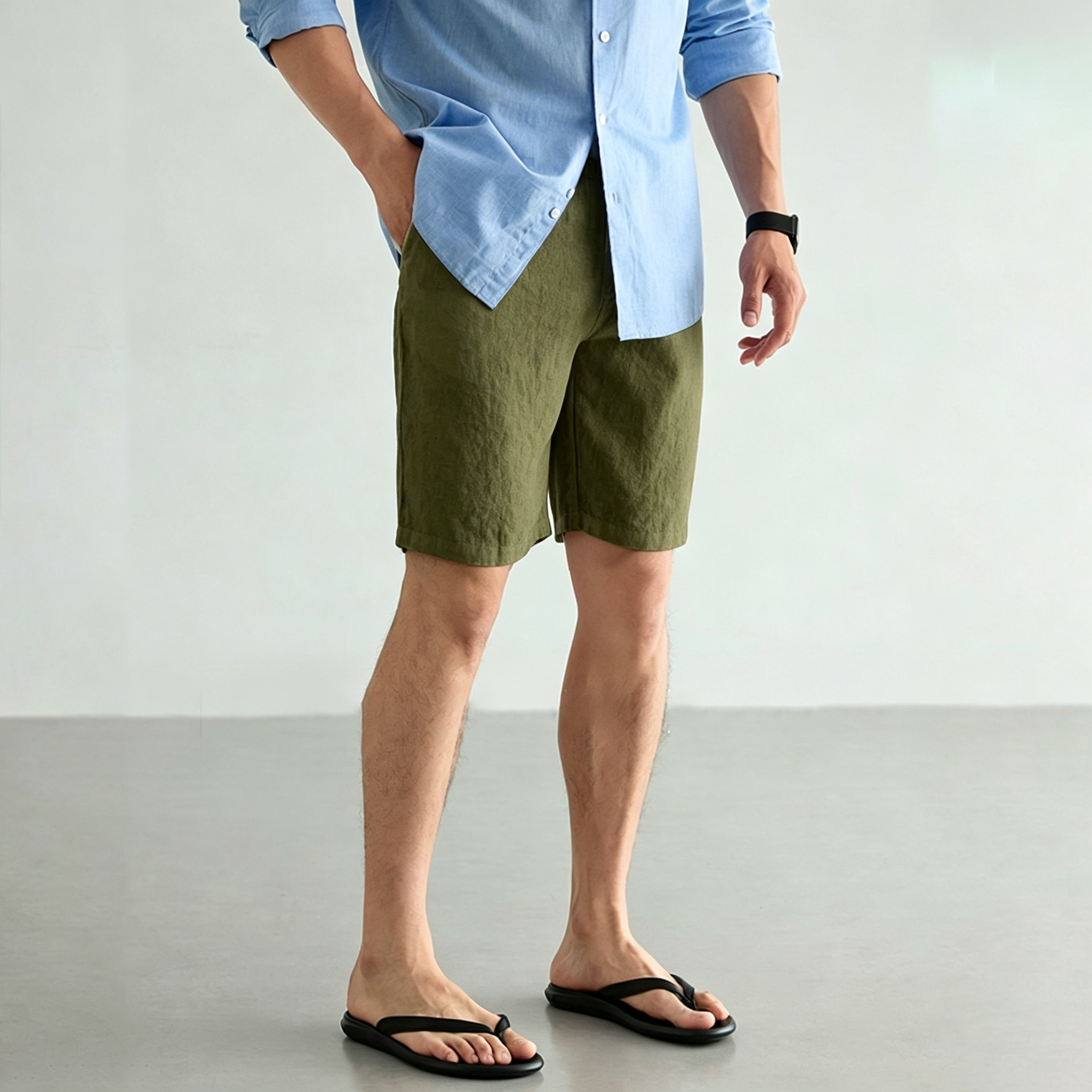 Men's Linen Cotton Shorts Summ - Short Linen Drawstring review and price
