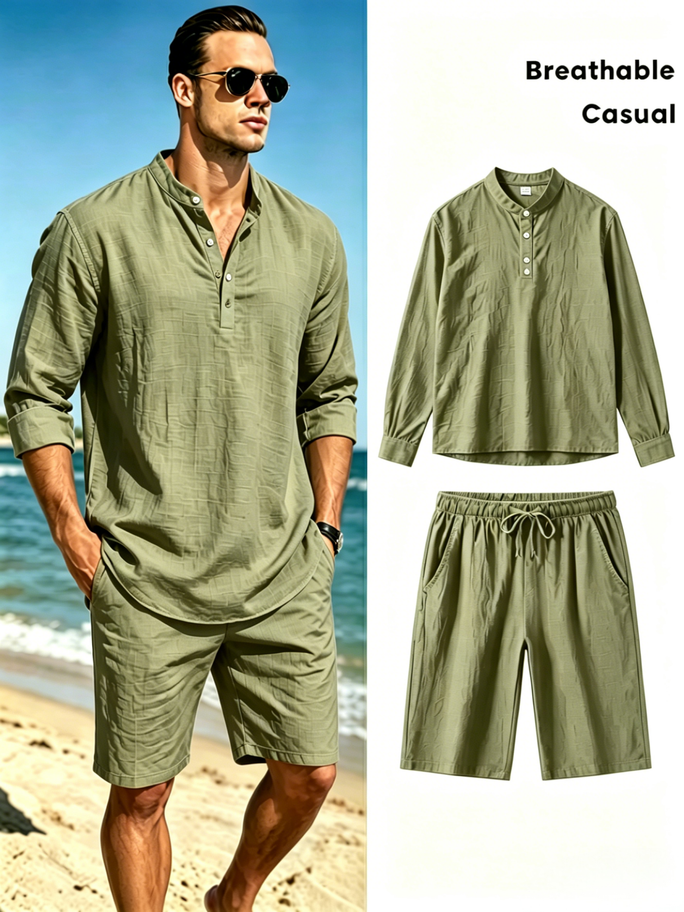 mens cotton linen henley shirt - Linen Shirt Breathable review and price