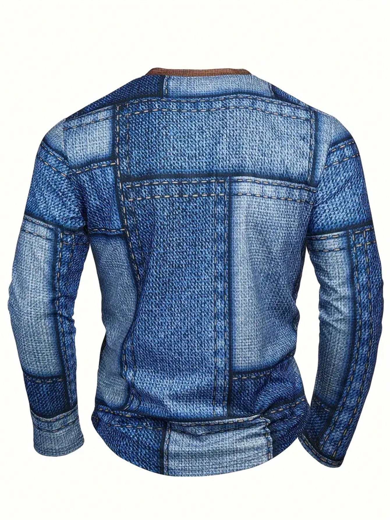 Men's Denim-Print Long Sleeve  - Tee Graphic Print review and price
