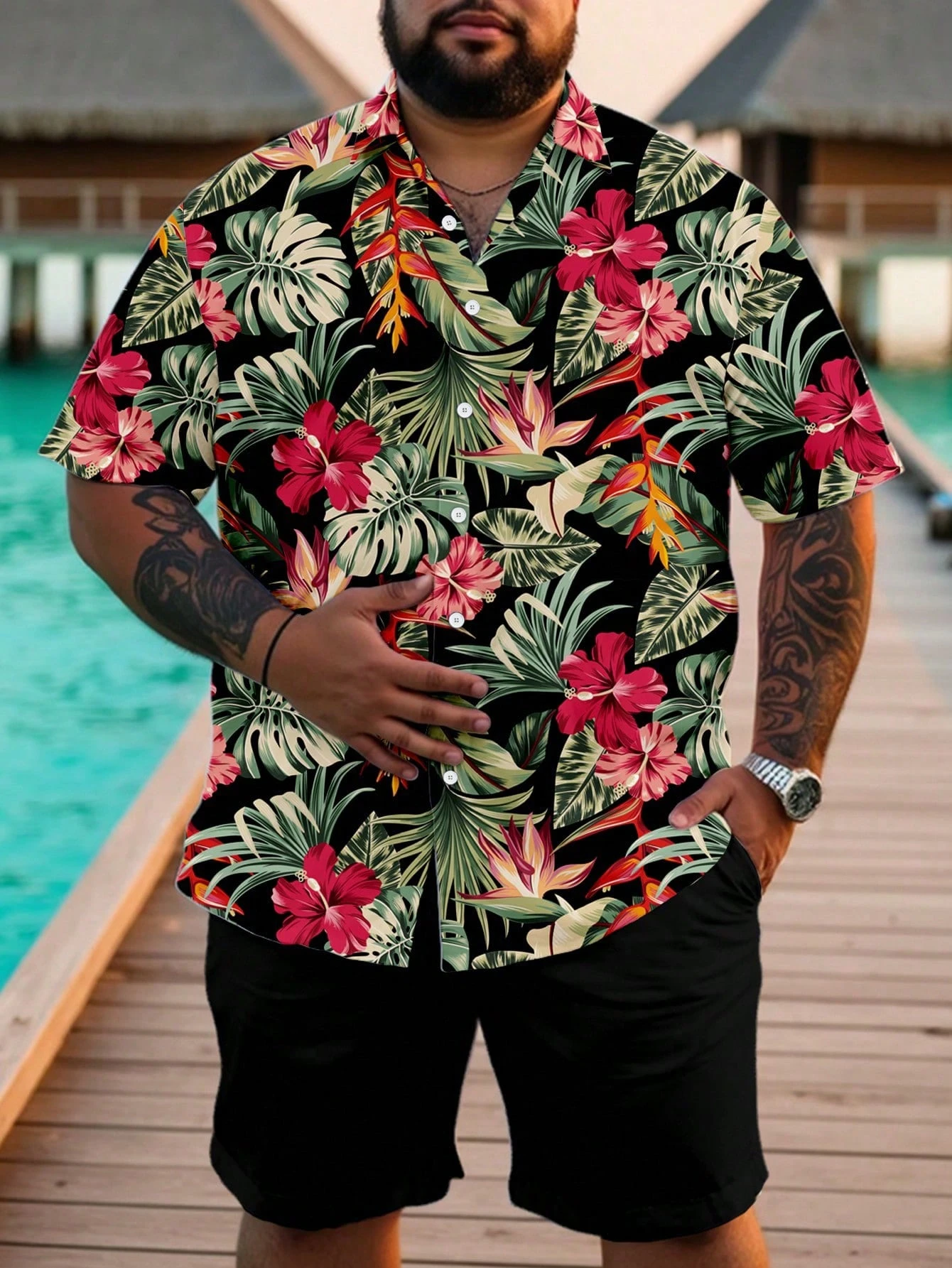Casual Hawaiian Shirt Men Trop - Resort Shirt Floral review and price