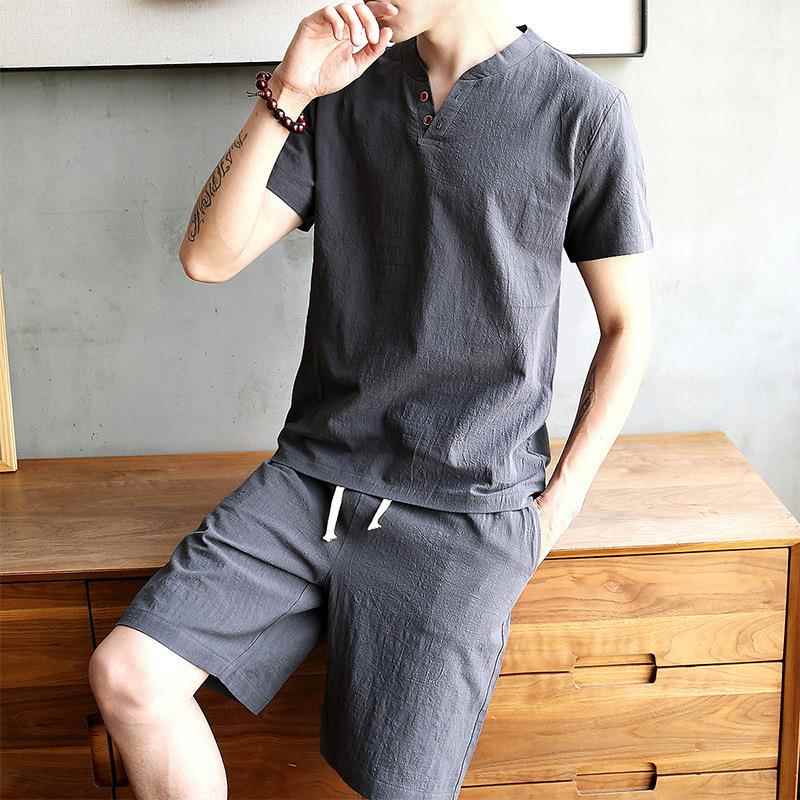 Men's Cotton Linen Set T-shirt - Linen Shirt Breathable review and price