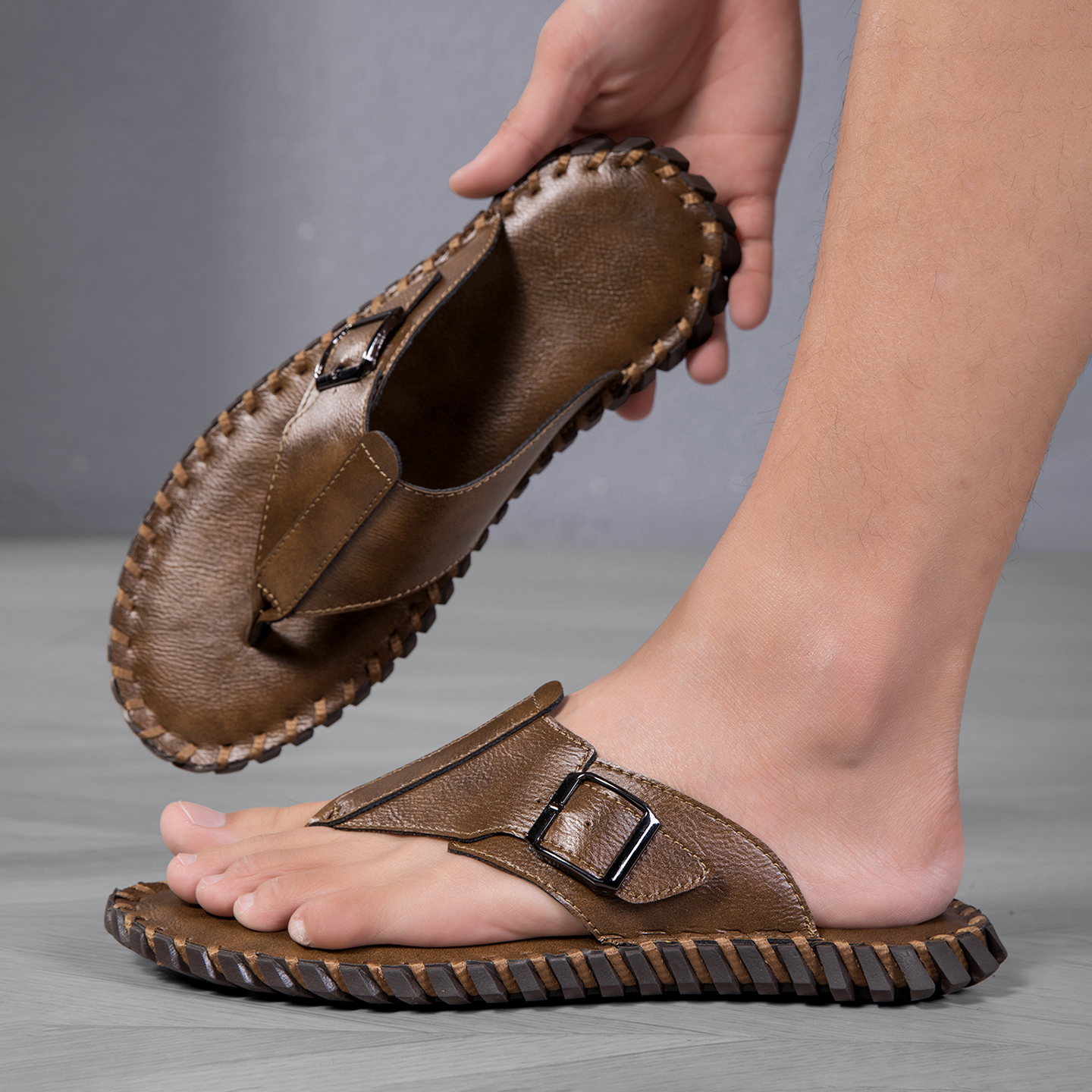 2026 Summer New Men's Plus Siz - Flip Flop Leather Men review and price