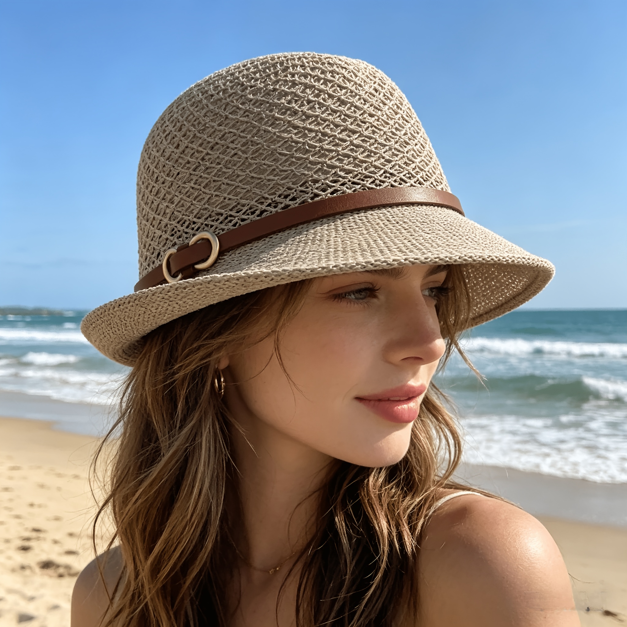 Elegant women's beach straw ha - Bucket Hat Straw review and price