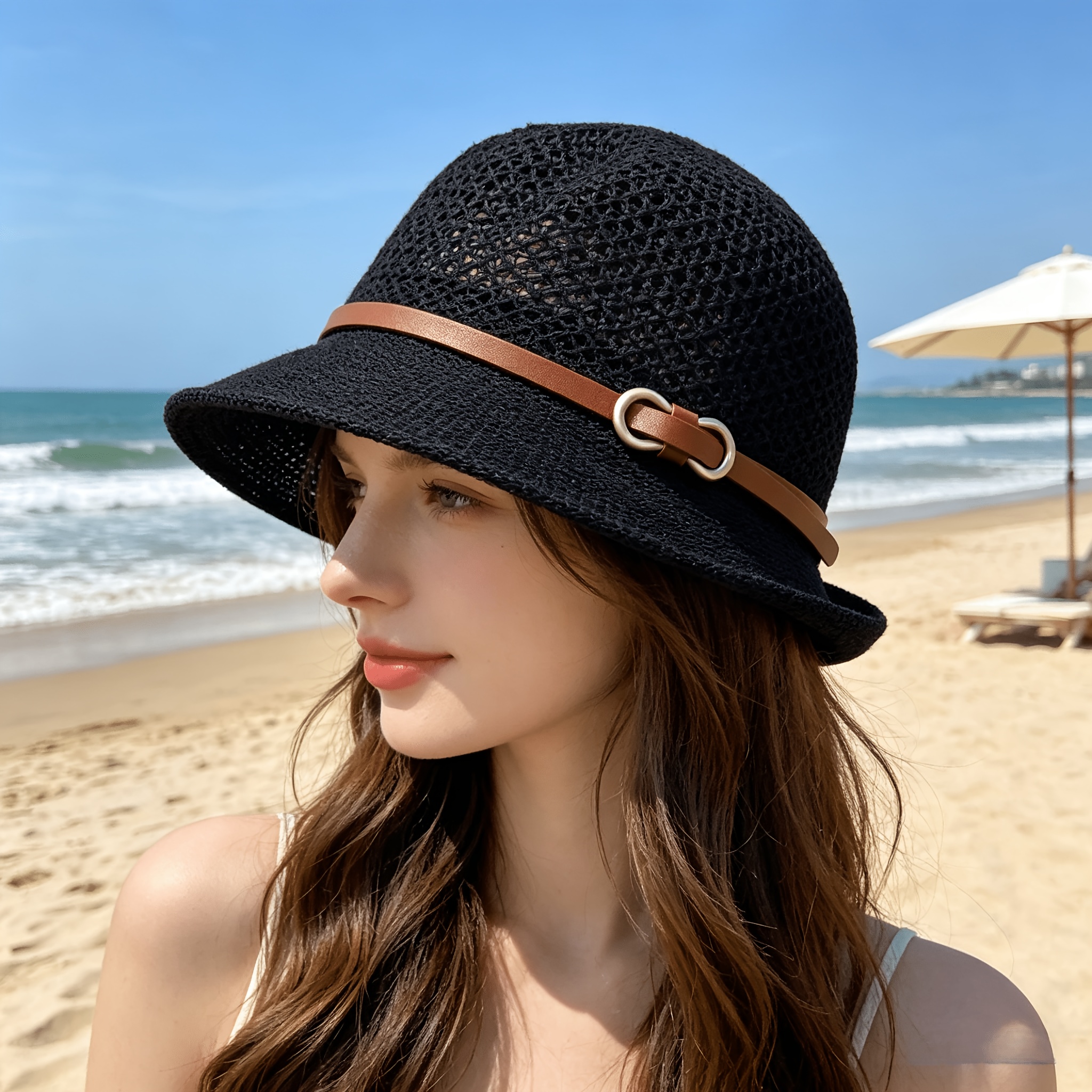 Elegant women's beach straw ha - Bucket Hat Straw review and price