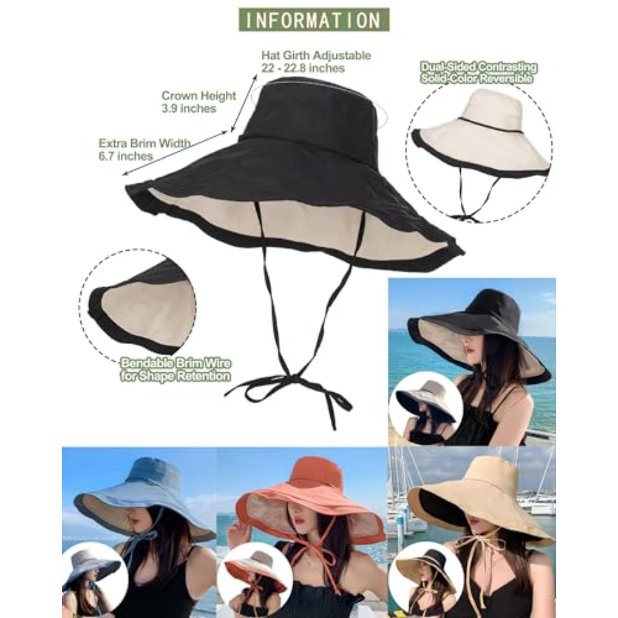 Extra Wide-Brim Sun Hats Women - Packable Hat Nylon review and price