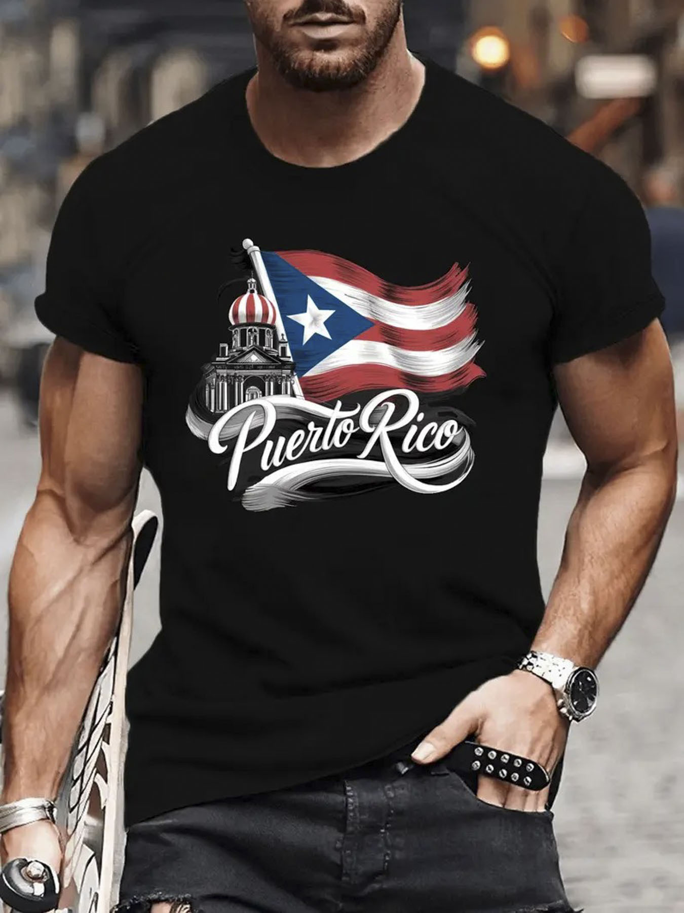  Pure Cotton Puerto Rico Flag  - Linen Shirt Breathable review and price
