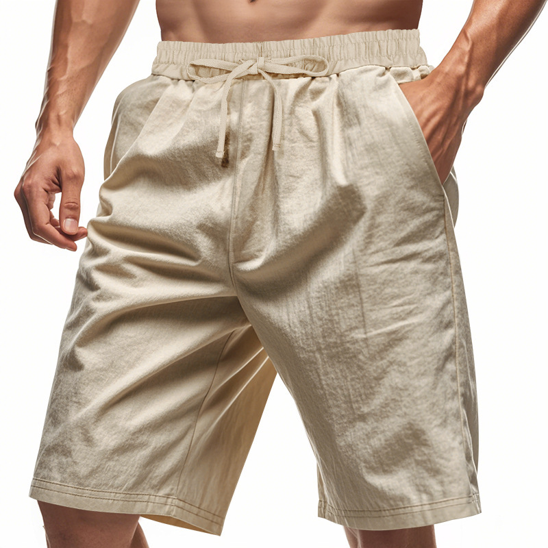 2026 New Men Cotton Linen Beac - Short Linen Drawstring review and price