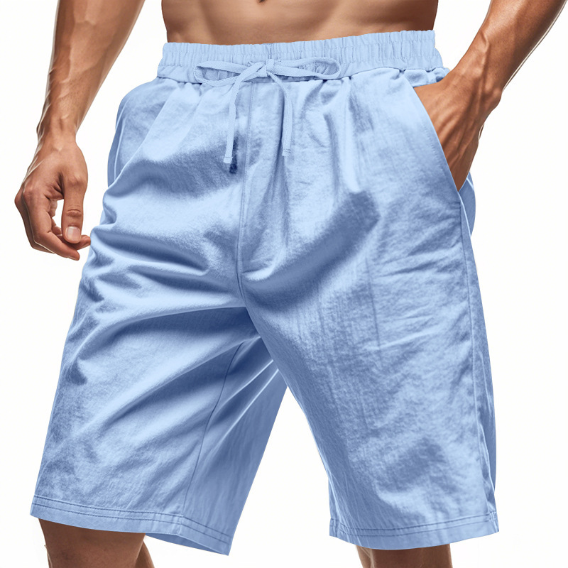 2026 New Men Cotton Linen Beac - Short Linen Drawstring review and price