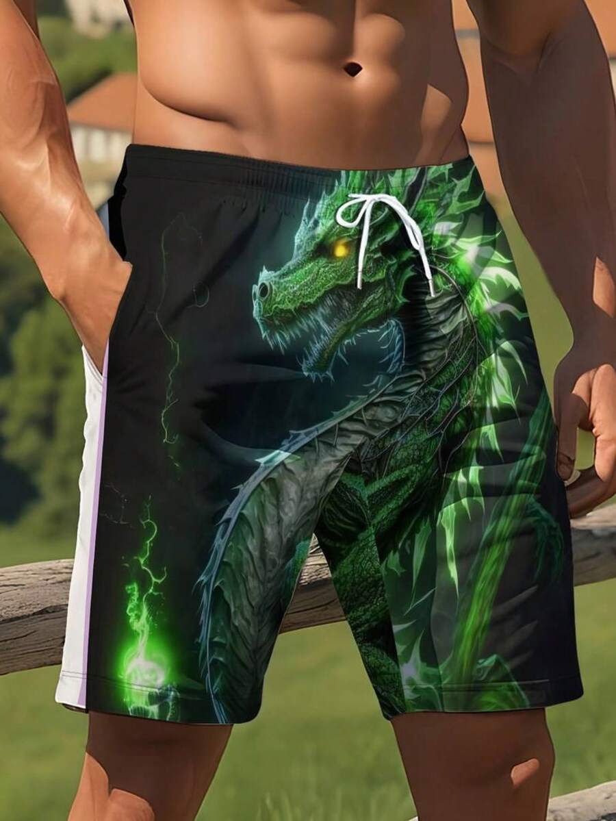 Mens Dragon Print Drawstring W - Swim Trunk Quick Dry review and price