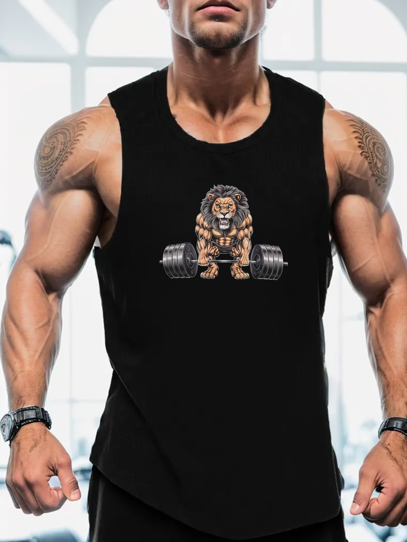 Muscle Lion Barbell Print Men' - Tank Top Muscle review and price
