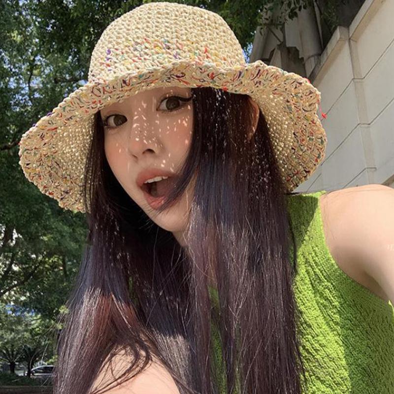 Handwoven Rainbow Straw Hats W - Bucket Hat Straw review and price