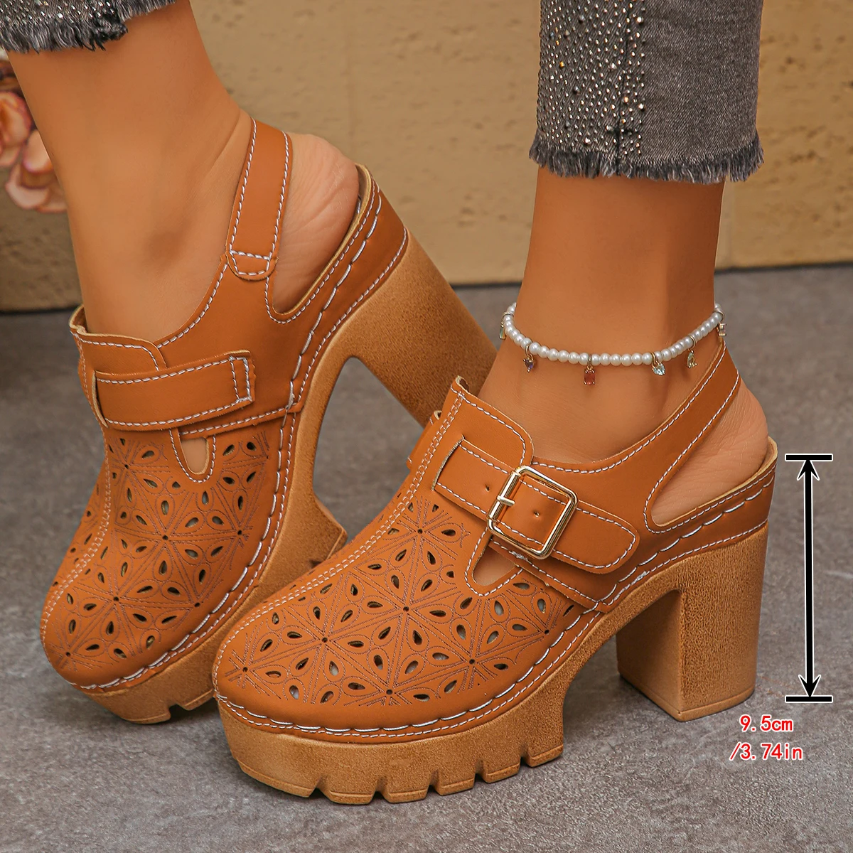 Large Size Women's Thick Heel  - Casual Sandal Leather review and price