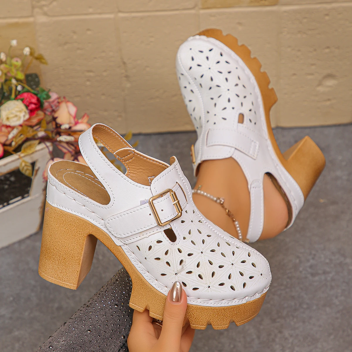 Large Size Women's Thick Heel  - Casual Sandal Leather review and price