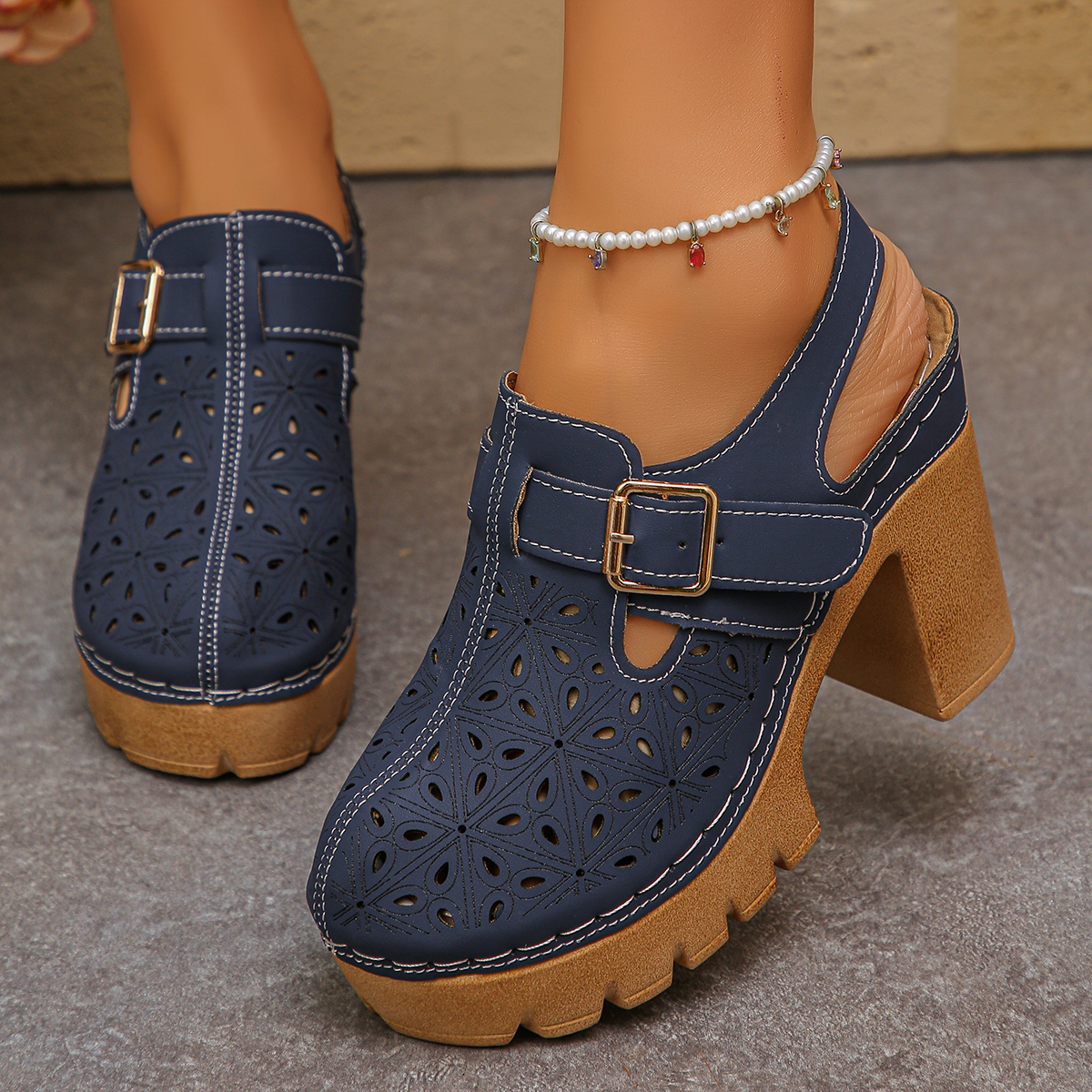 Large Size Women's Thick Heel  - Casual Sandal Leather review and price