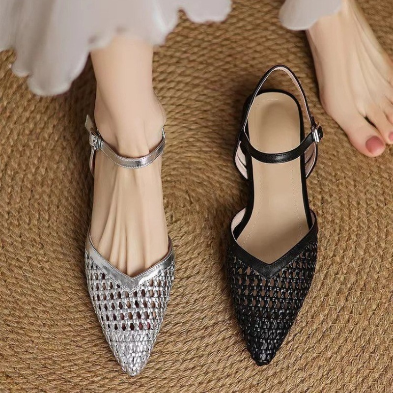 French pointed-toe woven high- - Casual Sandal Leather review and price