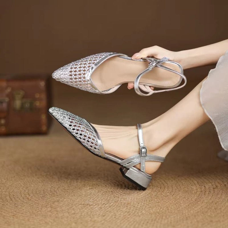 French pointed-toe woven high- - Casual Sandal Leather review and price