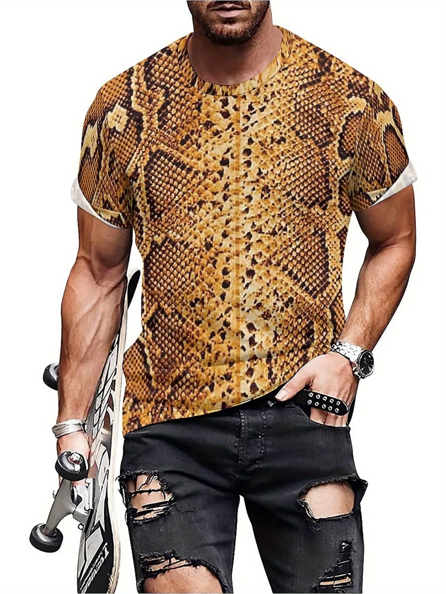 Men'S 3D Print Snake Graphic T - Tee Graphic Print review and price