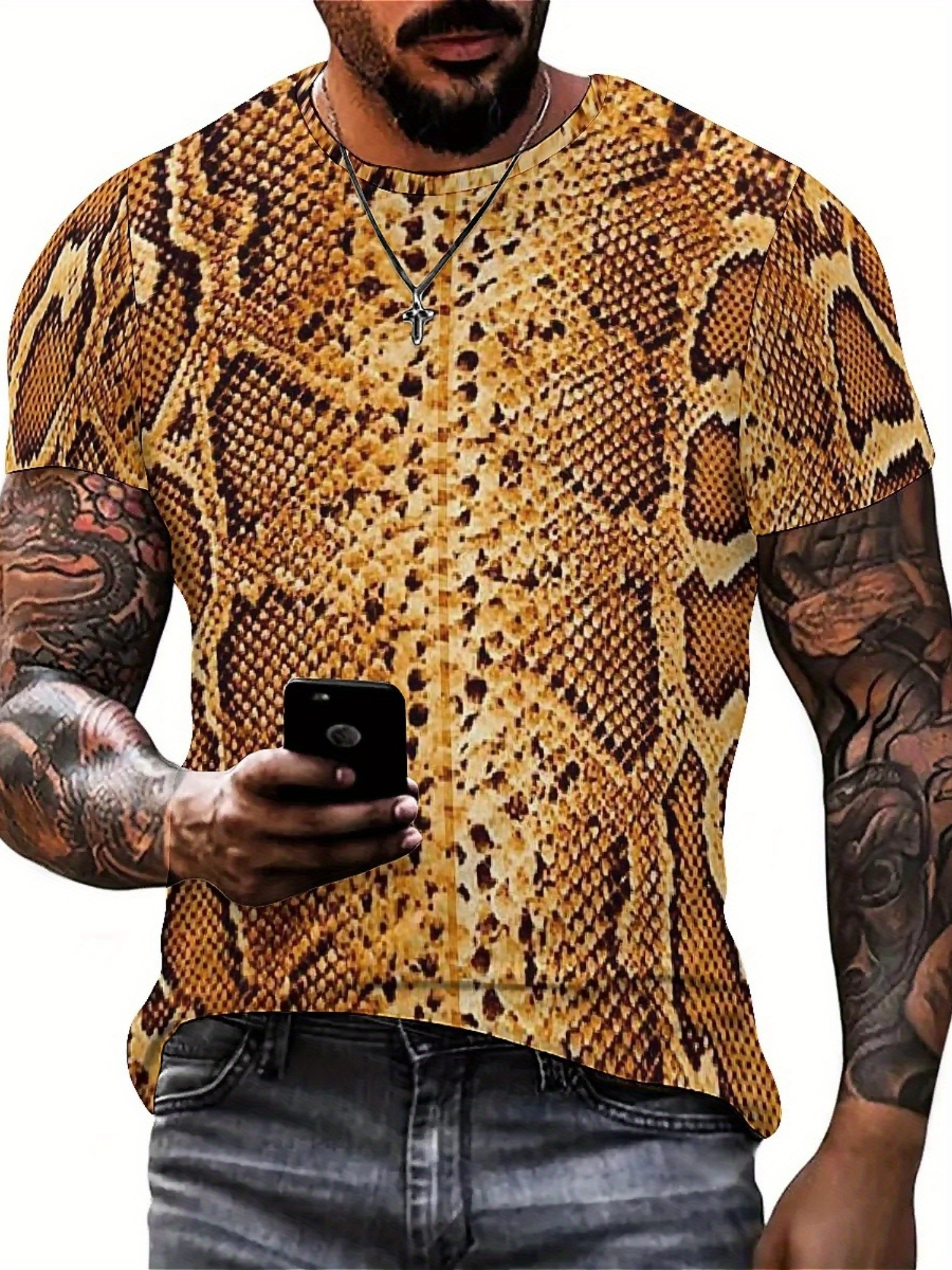 Men'S 3D Print Snake Graphic T - Tee Graphic Print review and price