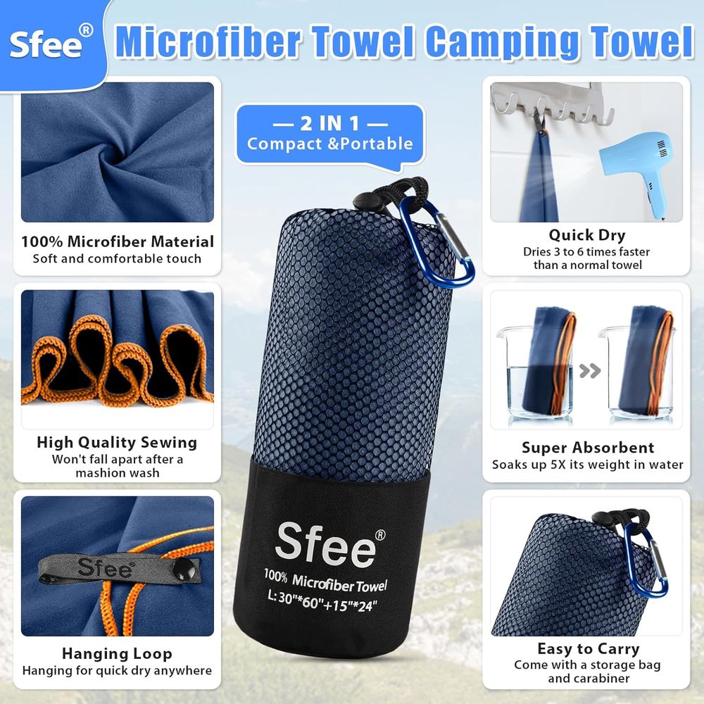 Compact Large Absorbent Travel - Beach Towel Large review and price